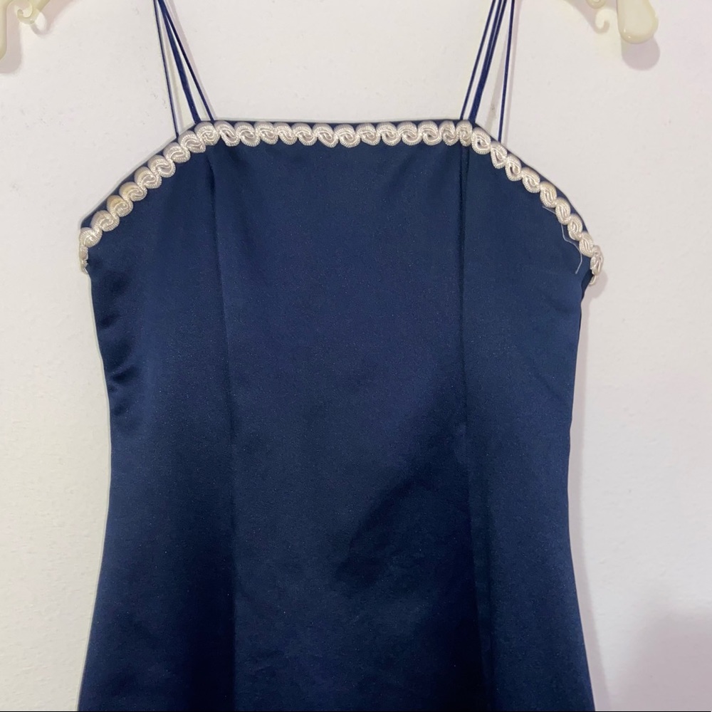 long dark blue dress